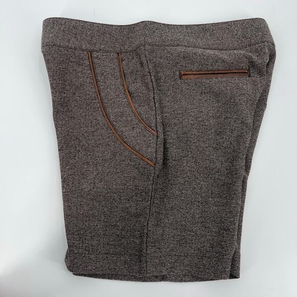 Brooklyn Industries Tweed Shorts Sz 4 Preppy Dark Academia Leather Herringbone - Picture 6 of 13